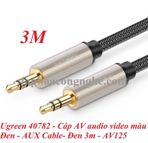 Ugreen 40782 3M màu Đen Cáp âm thanh 2 đầu 3.5mm dương đầu bọc kim loại cao cấp AV125 30040782